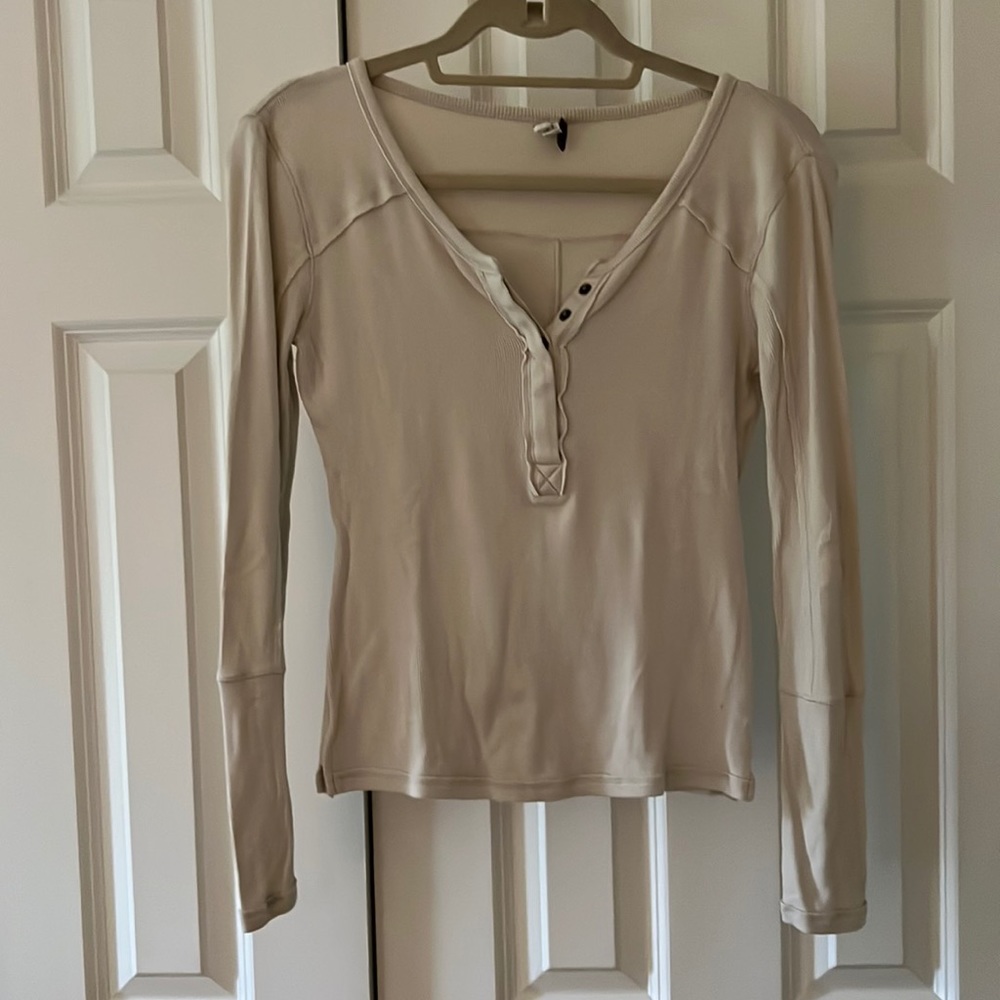 Free People cream colored long sleeve tee